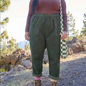 Lucy & Yak Billie Green Corderoy Elastic Waist Trousers